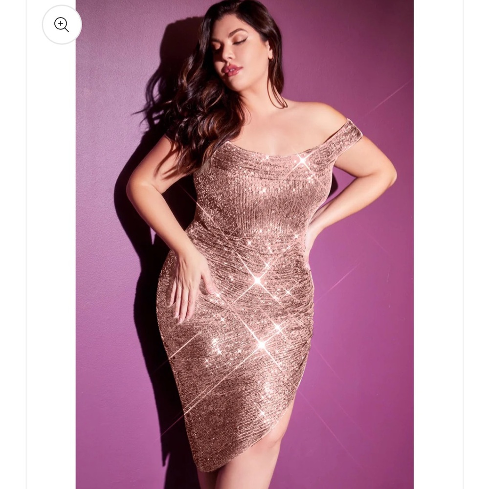 Rose Gold Sequined Cocktail Dress